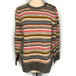 WoolOvers Women’s Crew Neck Pullover Multicolor Striped Sweater Jumper M